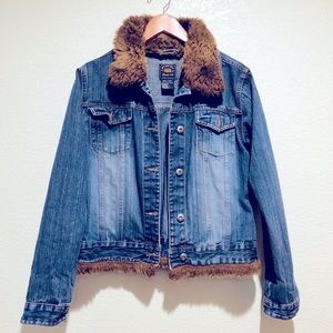 Vintage ROUTE 66 Women’s Jacket Size S Denim Faux Fur Y2K 90s